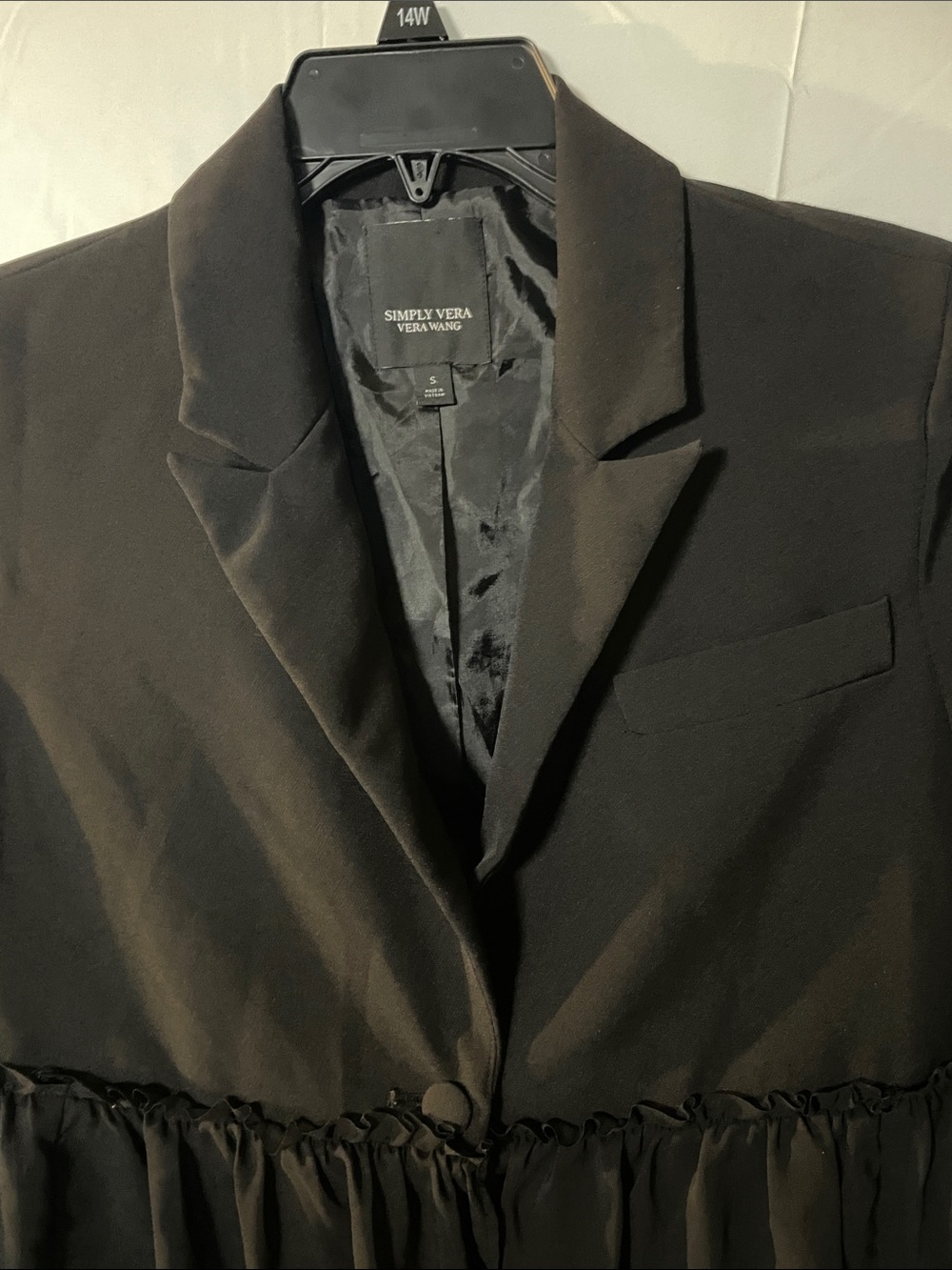 Simply Vera lovely Black Peplum/sheer Waist Blazer Jacket w/pockets - Picture 3 of 6